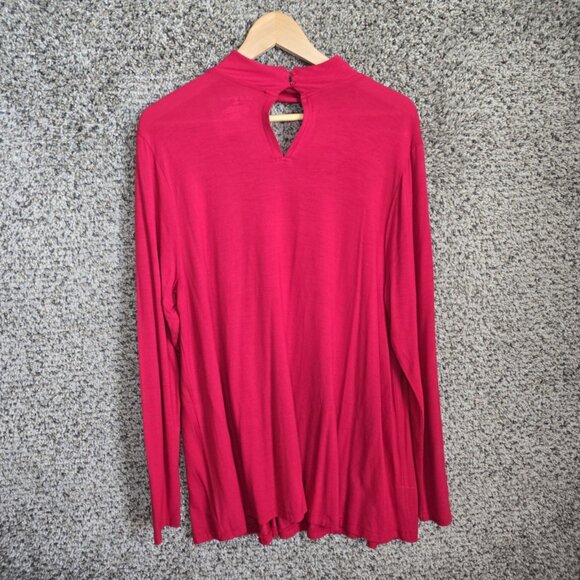 Lane Bryant Top Womens Plus 14/16 Red V Neck Long Sleeve‎ Stretch Rayon Tunic - Picture 7 of 7